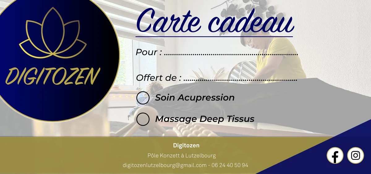 Carte cadeau DigitoZen pour une séance d’acupression ou de massage Deep Tissue